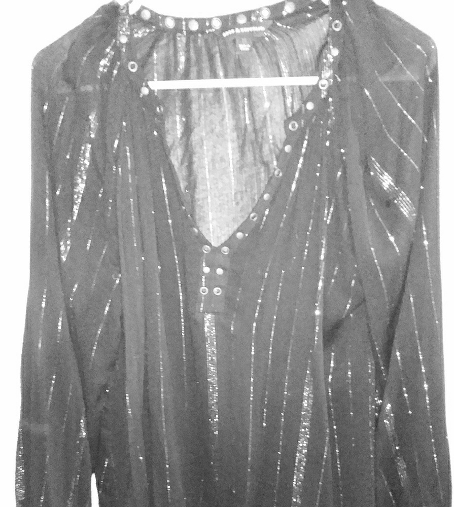 Rock Republic sheer black with gold stripes